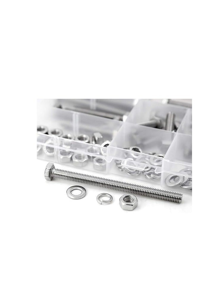 FengSVMA 80pcs M6 Stainless Steel Hex Head Screws Bolts and Nuts Flat & Lock Washers Assortment Kit, 304 Stainless Steel 18-8,Fully Machine Thread 25mm 40mm 50mm 60mm 80mm - Image 2